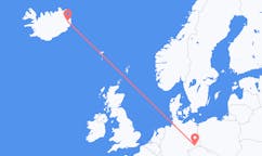 航班从德国德累斯顿市到埃伊尔斯塔济市，冰岛塞尔