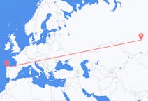 Fly fra Krasnojarsk til Santiago de Compostela