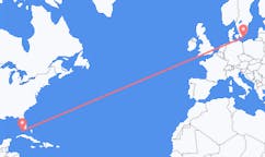 出发地 美国基韦斯特目的地 丹麦博恩霍姆岛的航班