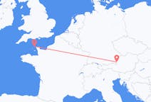 Flyg från Alderney, Guernsey till Salzburg, Österrike