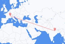 印度出发地 瓦拉納西飞往印度目的地 日內瓦的航班