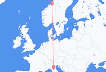 Vluchten van Trondheim, Noorwegen naar Florence, Italië