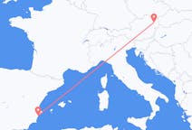 Vluchten van Alicante, Spanje naar Wenen, Oostenrijk
