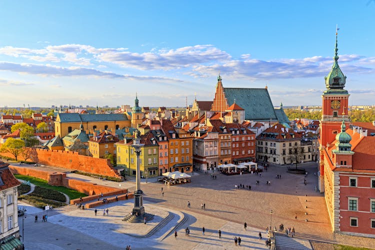 Photo of top view of the old city in Warsaw.
