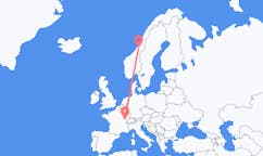 Loty z miasta Dole (gmina Idrija) do miasta Namsos