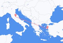 イタリアのペルージャから、ギリシャのミティリーンまでのフライト