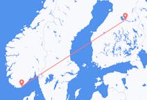 Lennot Kristiansandista, Norja Kajaaniin, Suomi