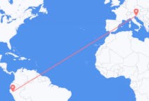 Flyreiser fra Jaen, Peru til Trieste, Italia