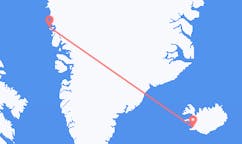 グリーンランドのウペルナビクから、アイスランドのレイキャビク行きフライト