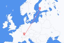 Vluchten van Zürich, Zwitserland naar Turku, Finland