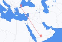 Flyreiser fra Sharurah, Saudi-Arabia til Istanbul, Tyrkia