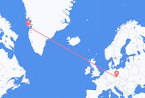 Vluchten van Qeqertarsuaq naar Praag