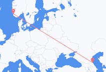 Vluchten van Machatsjkala, Rusland naar Stavanger, Noorwegen