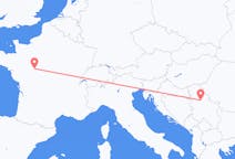 Vluchten van Belgrado, Servië naar Tours, Frankrijk