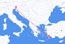 Vols depuis la ville de Rhodes vers la ville de Trieste