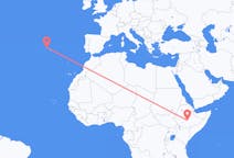 Flyrejser fra Goba, Etiopien til Terceira, Portugal