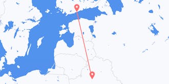 Vluchten van Finland naar Belarus