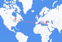Flyg från Greater Sudbury, Kanada till Antalya, Turkiet