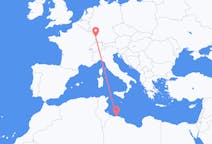 出发地 利比亚出发地 的黎波里目的地 法国斯特拉斯堡的航班