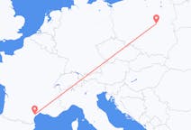 Flyg från Aspiran, Frankrike till Warszawa, Polen