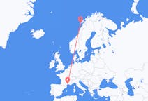 出发地 挪威出发地 莱克内斯目的地 法国蒙彼利埃的航班