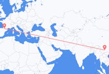 Flyg från Kunming, Kina till Lourdes (kommun i Brasilien, São Paulo, lat -20,94, long -50,24), Frankrike