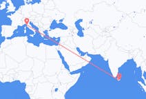 Vluchten van Hambantota, Sri Lanka naar Pisa, Italië