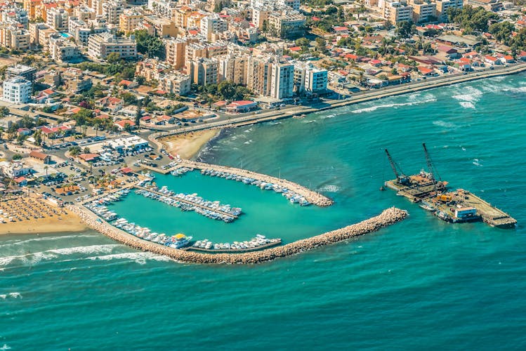 Photo of sea port city of Larnaca.