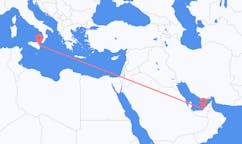 来自阿拉伯联合酋长国出发地 阿布扎比目的地 意大利卡塔尼亞的航班