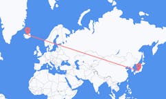 Flyreiser fra byen Nagoya, Japan til byen Akureyri, Island