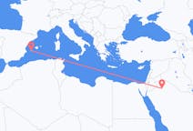Flyreiser fra Al Jawf-regionen, Saudi-Arabia til Ibiza, Spania