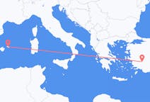 Loty z Mahona, Hiszpania z Denizli, Turcja