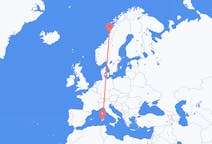 Flyreiser fra Sandnessjøen, Norge til Cagliari, Italia