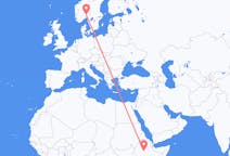 Flyreiser fra Addis Abeba, Etiopia til Oslo, Norge