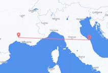 Vluchten van Nîmes, Frankrijk naar Ancona, Italië