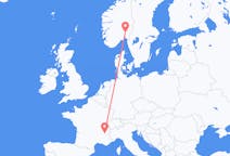 Vluchten van Grenoble, Frankrijk naar Oslo, Noorwegen