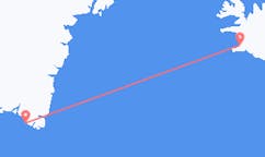 グリーンランドのナノルタリクより、アイスランドのレイキャビク行きフライト