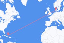 Flights from Spring Point, the Bahamas to Billund, Denmark