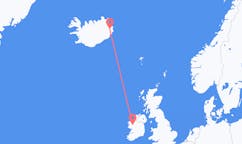 Vluchten van de stad Knock, County Mayo, Ierland naar de stad Egilsstaðir, IJsland