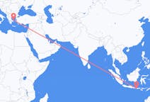 Flyreiser fra Praya, Lombok, Indonesia til Skiros, Hellas