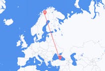 Vols de Samsun, Turquie pour Kiruna, Suède