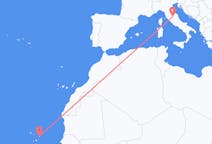 Flyg från Boa Vista (kommun i Brasilien, Roraima, lat 3,19, long -60,61), Kap Verde till Perugia, Italien