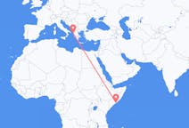 Flyreiser fra Mogadishu, til Corfu