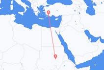 Flyg från Khartoum, Sudan till Dalaman, Turkiet