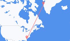 미국 사바나에서 출발해 그린란드 시시미우트에게(으)로 가는 항공편