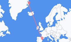 スペインのバレンシアからから、グリーンランドのイットコルトルミットまでのフライト