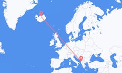 航班从阿尔巴尼亚地拉那市到阿克雷里市，冰岛塞尔