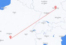 Flyg från Brive-la-Gaillarde, Frankrike till Nürnberg, Tyskland