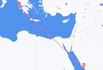 Vluchten van Yanbu, Saoedi-Arabië naar Kefalinia, Griekenland