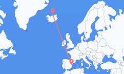 Vols de Grimsey, Islande pour Valence, Espagne